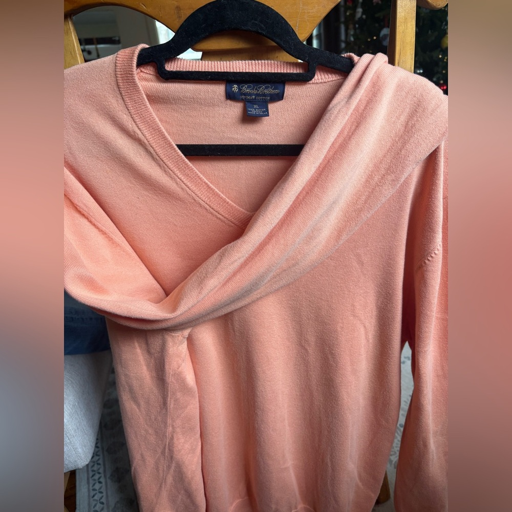 Brooks Brothers Orange Supima V-neck Sweater